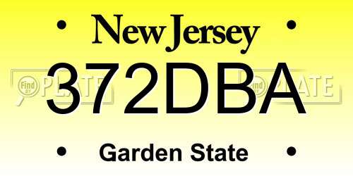 372DBA New Jersey License Plate