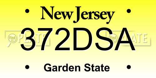 372DSA New Jersey License Plate