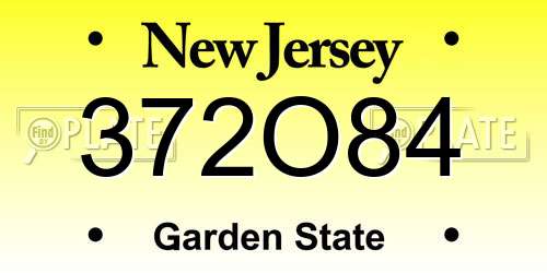 372O84 New Jersey License Plate