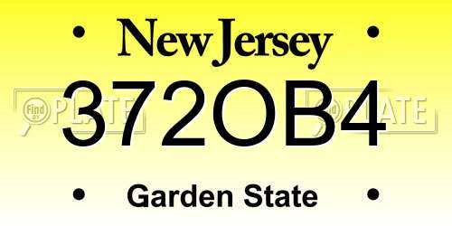 372OB4 New Jersey License Plate