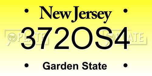 372OS4 New Jersey License Plate