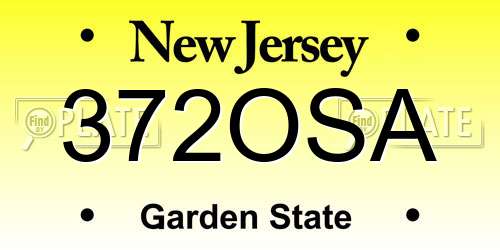 372OSA New Jersey License Plate