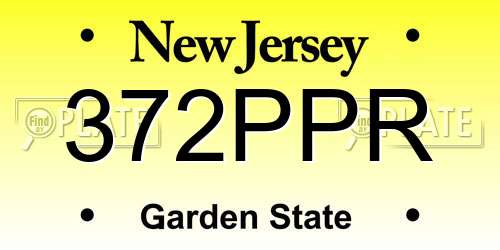 372PPR New Jersey License Plate