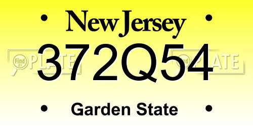 372Q54 New Jersey License Plate