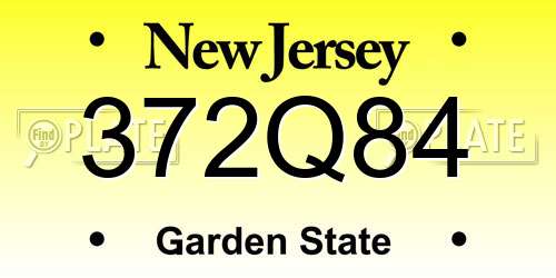 372Q84 New Jersey License Plate
