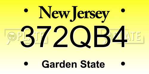 372QB4 New Jersey License Plate