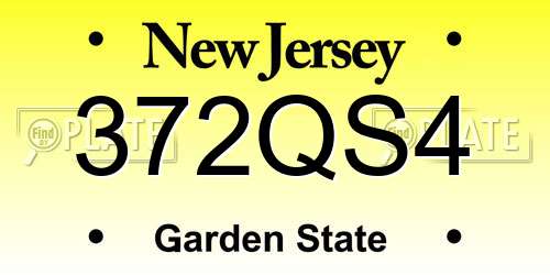 372QS4 New Jersey License Plate