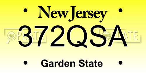 372QSA New Jersey License Plate