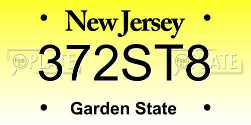 372ST8 New Jersey License Plate