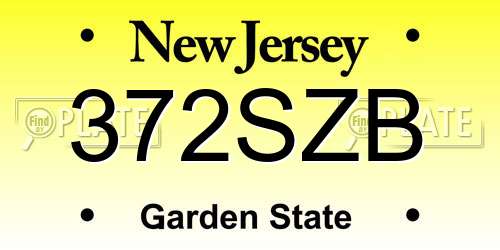 372SZB New Jersey License Plate