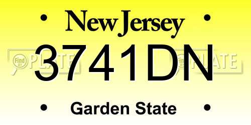 3741DN New Jersey License Plate
