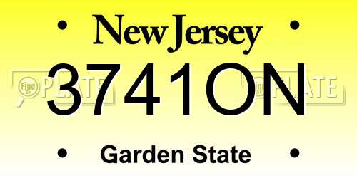 3741ON New Jersey License Plate