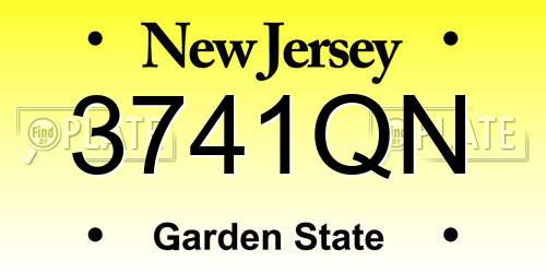 3741QN New Jersey License Plate