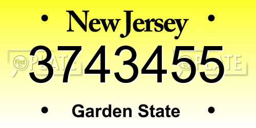 3743455 New Jersey License Plate