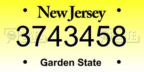 3743458 New Jersey License Plate
