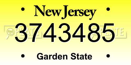 3743485 New Jersey License Plate