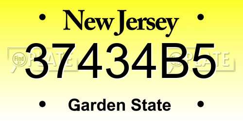 37434B5 New Jersey License Plate