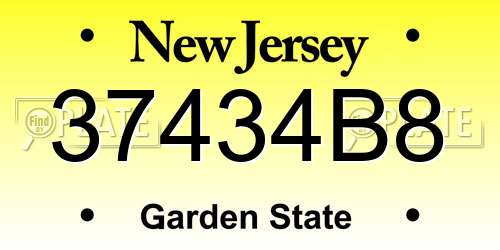 37434B8 New Jersey License Plate