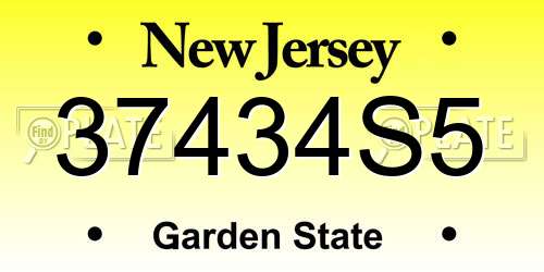 37434S5 New Jersey License Plate