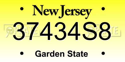 37434S8 New Jersey License Plate