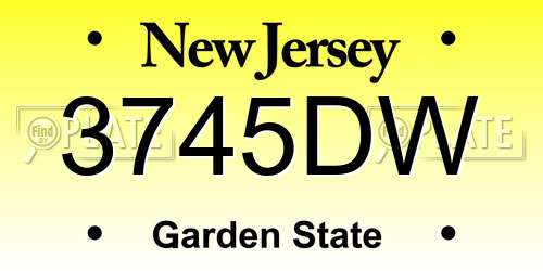 3745DW New Jersey License Plate