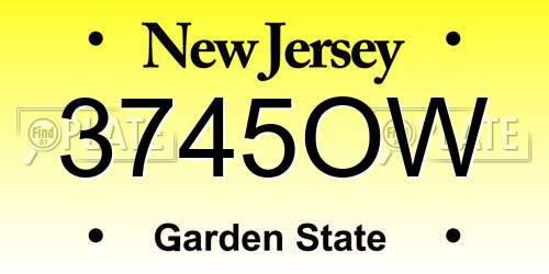 3745OW New Jersey License Plate
