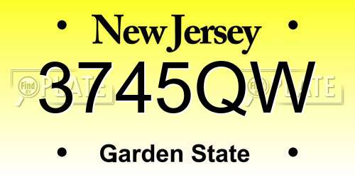 3745QW New Jersey License Plate
