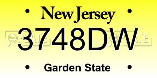3748DW New Jersey License Plate