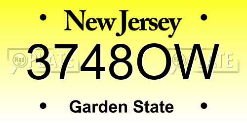 3748OW New Jersey License Plate