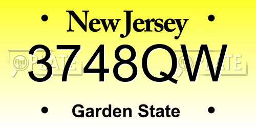 3748QW New Jersey License Plate
