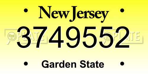 3749552 New Jersey License Plate