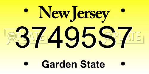 37495S7 New Jersey License Plate