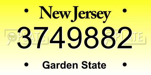 3749882 New Jersey License Plate