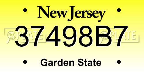 37498B7 New Jersey License Plate