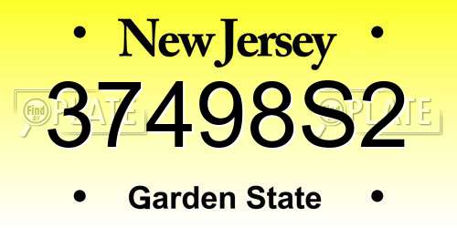 37498S2 New Jersey License Plate