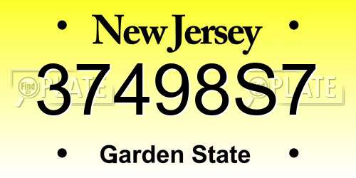 37498S7 New Jersey License Plate