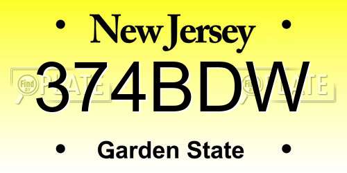 374BDW New Jersey License Plate