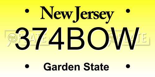 374BOW New Jersey License Plate