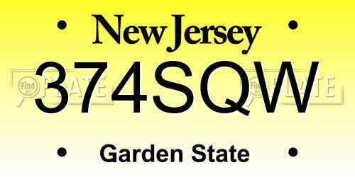 374SQW New Jersey License Plate