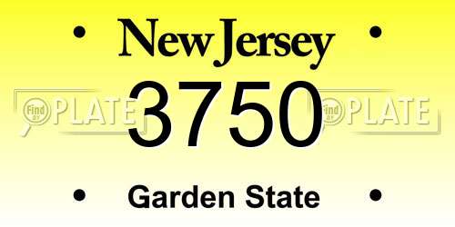 3750 New Jersey License Plate