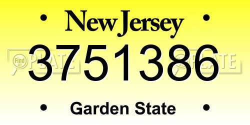 3751386 New Jersey License Plate