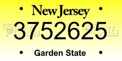 3752625 New Jersey License Plate