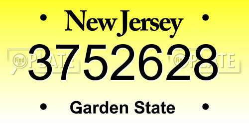 3752628 New Jersey License Plate