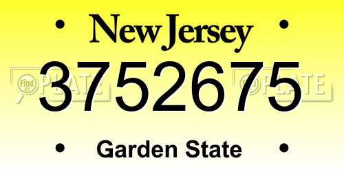 3752675 New Jersey License Plate