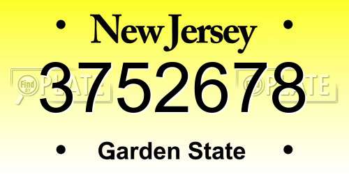 3752678 New Jersey License Plate