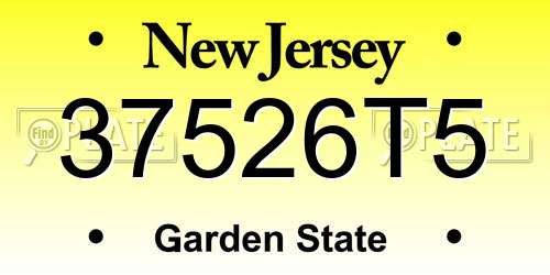 37526T5 New Jersey License Plate