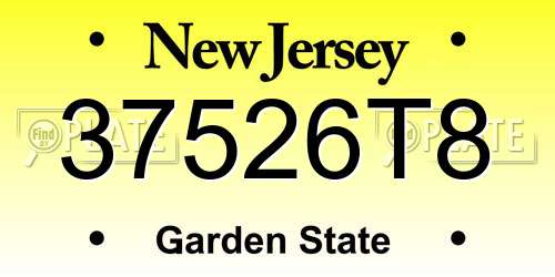 37526T8 New Jersey License Plate
