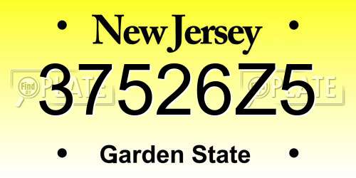 37526Z5 New Jersey License Plate