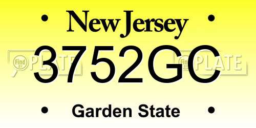 3752GC New Jersey License Plate