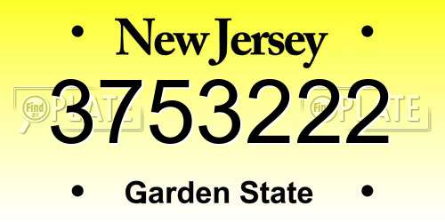 3753222 New Jersey License Plate